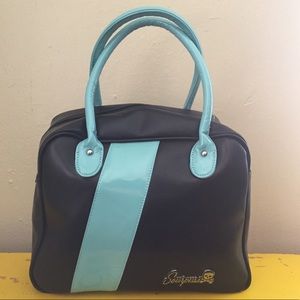 Sourpuss Black and Light Teal Bowler Purse